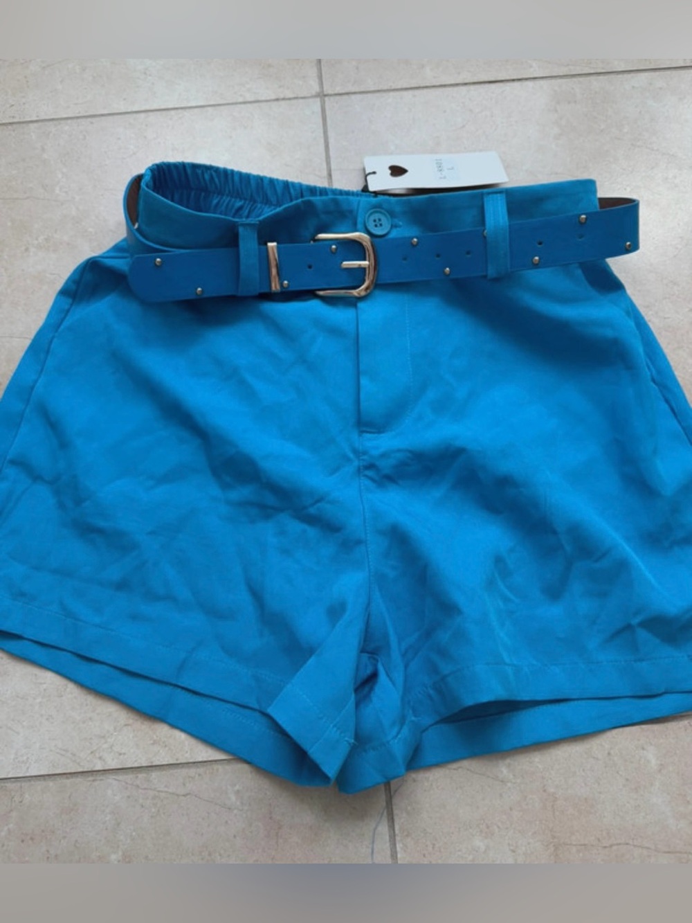 High-Waist Teal Women’s Shorts with Matching Belt